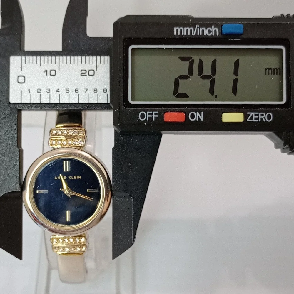 Anne Klein Women's Gold Tone AK/2474‎ Bangle Watch 24.1mm Black Dial New Battery